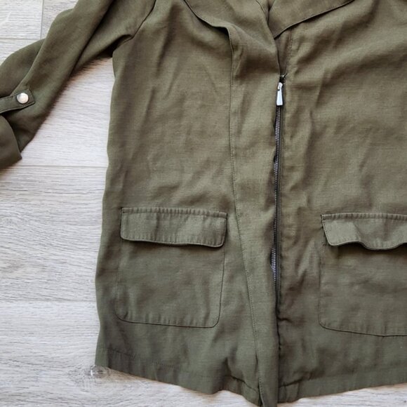 Nine West Green Womens Medium Lightweight Utility Jacket Zipper Long Sleeves - Picture 2 of 12